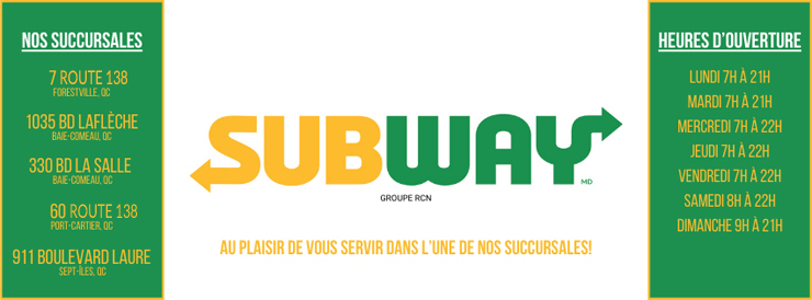 Assistant.e-gérant.e pour Restaurant Subway Côte-Nord